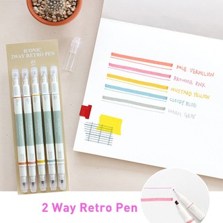 2 Way Retro Pen ปากกา 2 หัว เมจิก+ไฮไลต์