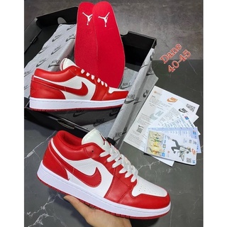 รองเท้า NIKE AIR JORDAN RED 1 Low รองเท้าผ้าใบ Nike Dunk Low รองเท้าผ้าใบลําลอง