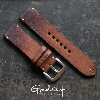 สายนาฬิกาhandmade หนังฟอกฝาดอิตาลีปั่นเม็ด รุ่น Gradient V3  ขนาดกว้าง 18mm 20mm 22mm watch strap สายนาฬิกา พร้อมบัคเคิล