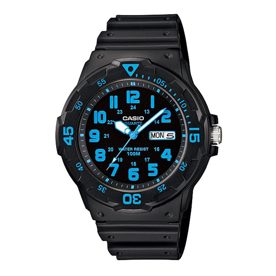 Casio Standard นาฬิกาข้อมือผู้ชาย สายเรซิน รุ่น MRW-200,MRW-200H,MRW-200H-2B  - สีดำ