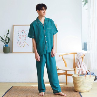 ชุดนอน in.house unisex แขนสั้นขายาว สีพื้น ผ้าลินิน