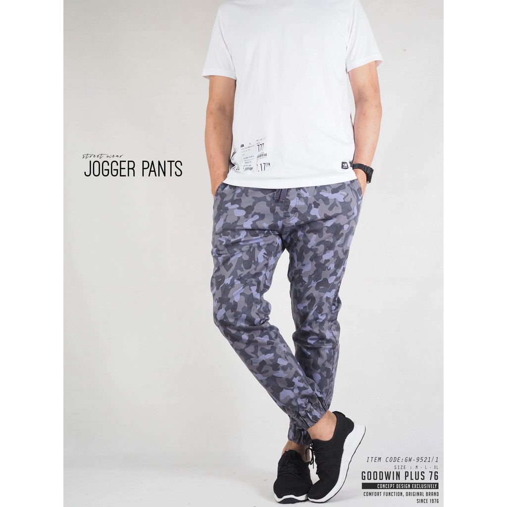 GW 9521 กางเกงขายาว ผู้ชาย ขาจั้มพ์ Jogger Pants ผ้าคอตต้อน ลายทหาร ไซส์ 28-36