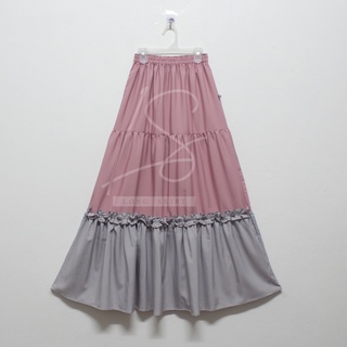 SK-A99 Long Skirt กระโปรงผญ รุ่นทูโทน 3ชั้น แต่งด้วยรูดทับด้านหน้ากระโปรง กระโปรงยาว เอวยางยืด