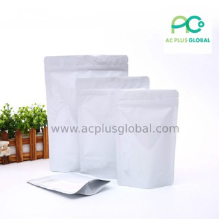 ถุงซิปล็อค ถุงฟอยด์ทึบ สีขาวเงา มีซิปล็อค ตั้งได้ [50ใบ] - acplusglobal