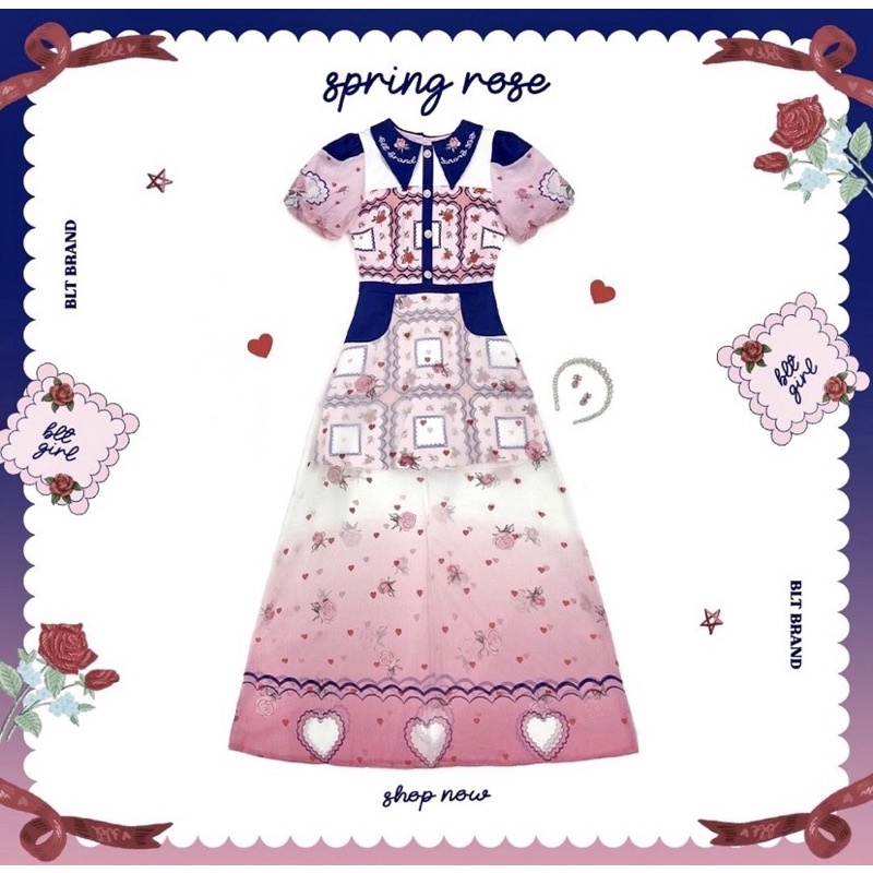🫶สินค้าพร้อมส่ง🫶 BLT BRAND | เดรสยาวคอกลมแขนสั้น 👗 (XL)
