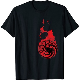 เสื้อยืดสีขาวเสื้อยืด พิมพ์ลาย Game of Thrones FIre Dragon Icon สําหรับผู้ชายS-4XL