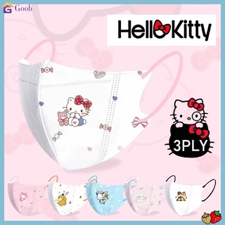 3d หน้ากากการ์ตูน Hello Kitty/Squirrel รูปแบบการพิมพ์สาวหน้ากากผู้ใหญ่ (10ชิ้น) หน้ากากป้องกัน3ชั้นหน้ากากป้องกันสำหรับผู้ใหญ่【Goob】