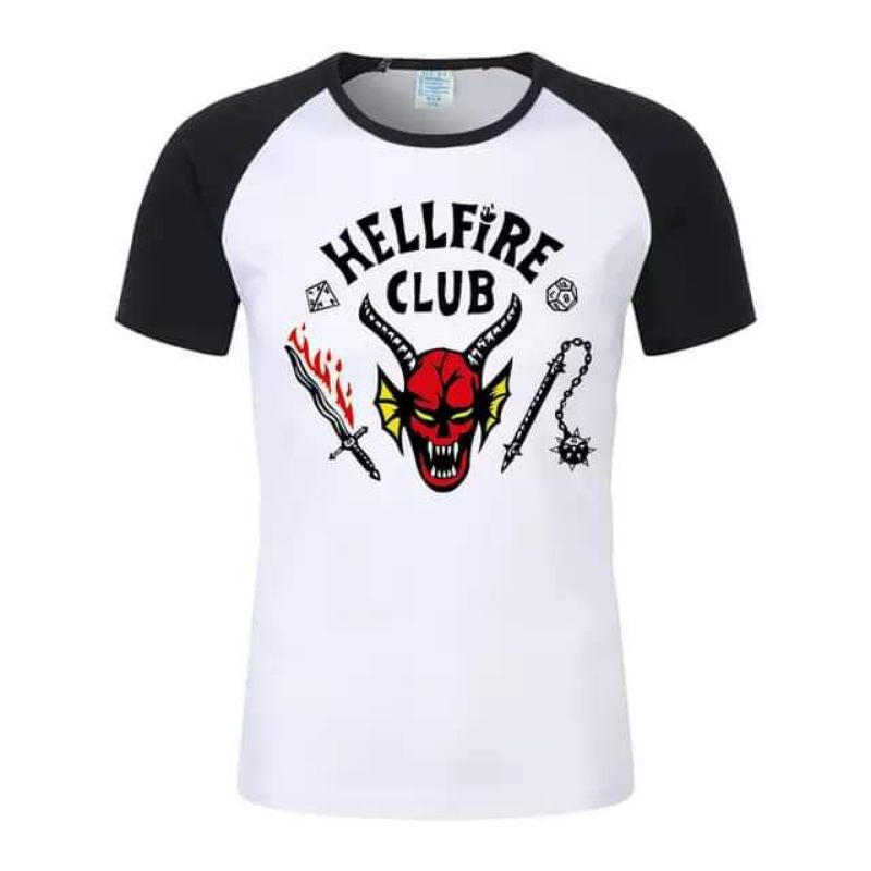 เสื้อ​ยืดแขนสั้น“Upside Down! Metallica The Hellfire Club”  Stranger Things
