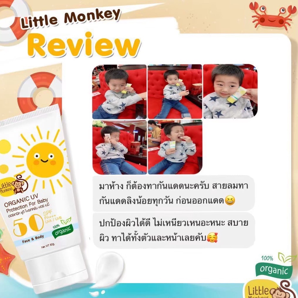 🛵ส่งด่วนทันทีตัดรอบ5โมงเย็น🛵ลอตผลิตใหม่ล่าสุด  กันแดดเด็ก ลิงน้อย ครีมกันแดดสำหรับเด็ก 6 เดือนขึ้นไป รูปที่ 4