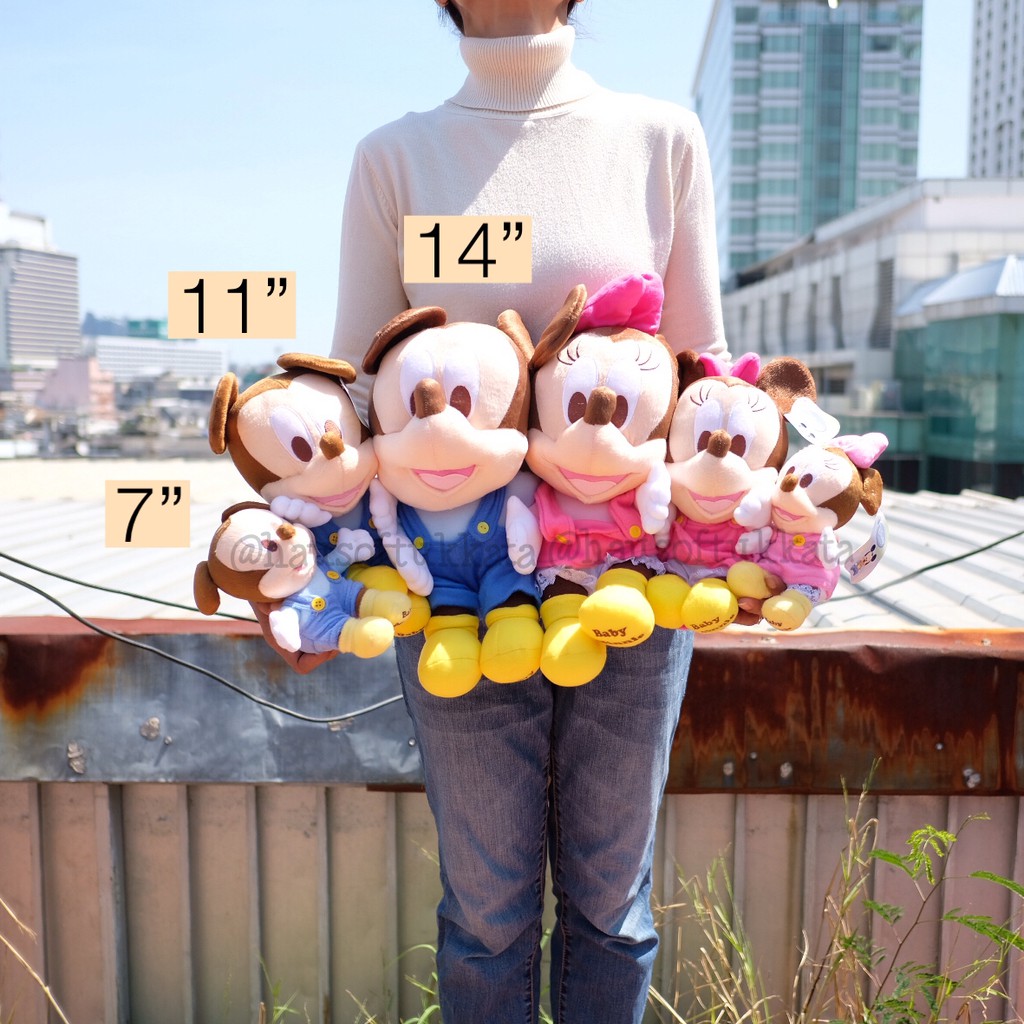 ตุ๊กตา Baby Mickey มิกกี้ & Minnie มินนี่ ชุดเอี๊ยม 7/11/14นิ้ว Mickey Mouse มิกกี้เมาส์ Minnie Mouse มินนี่เมาส์