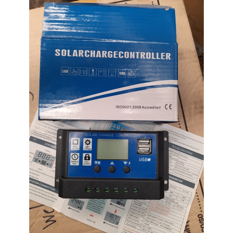 เครื่องควบคุมการชาร์จ โซลาร์ชาร์จเจอร์คอนโทรล PWM Solar Charger ...