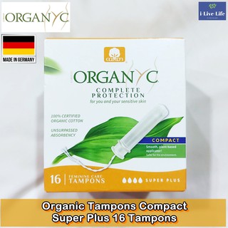 ผ้าอนามัยแบบสอด ออร์แกนิก 16 ชิ้น สำหรับวันมามาก Organic Tampons Compact Super Plus 16 Tampons - Organyc