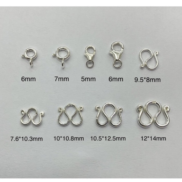 Top Silver:ตะขอตัวM ตัวS สปริงกลม ก้ามปู เงินแท้92.5%