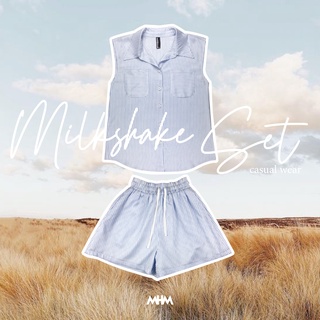 MAKEHIMMAD : MILKSHAKE SET  ชุดเซ็ทเสื้อแขนกุด+กางเกงขาสั้น  MHMXI3015