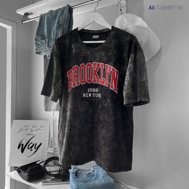 เสื้อวินเทจ ผ้าคอตตอน100% ฟอกดำ ลายBROOKLYN ขายดีๆๆๆๆๆ