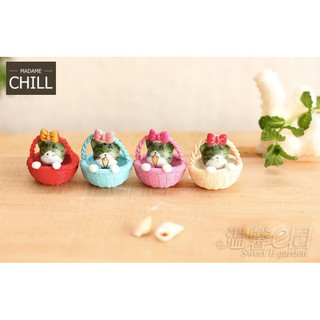 [MC359] ตุ๊กตุ่นจิ๋ว แมวในตะกร้ากลม 🐱 (1 เซต ราคา 60 บาท)