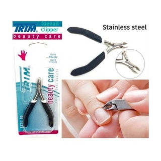 Blueoutlet  Trim Toenail Clipper กรรไกรตัดหนังสแตนเลส ปลายโค้งสั้น ตัวจับหุ้มซิลิโคน