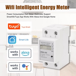 Single-Phase Din Rail Wifi เครื่องวัดพลังงานอัจฉริยะพร้อม Alexa และ Google Meter รองรับ Smartlife/Tuya App Compatible พร้อม Alexa And Google ในบ้าน