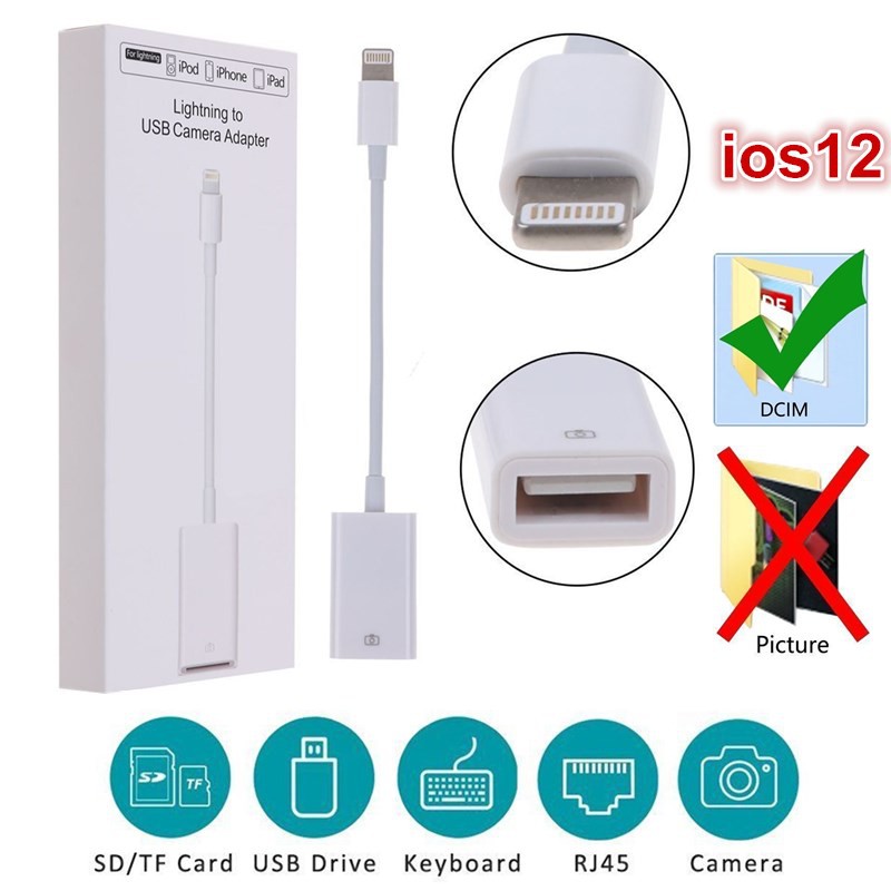 OTG SD Card Reader Digital Camera Reader Adapter Cable for iPhone 6/7/8/XS/Max and iPad