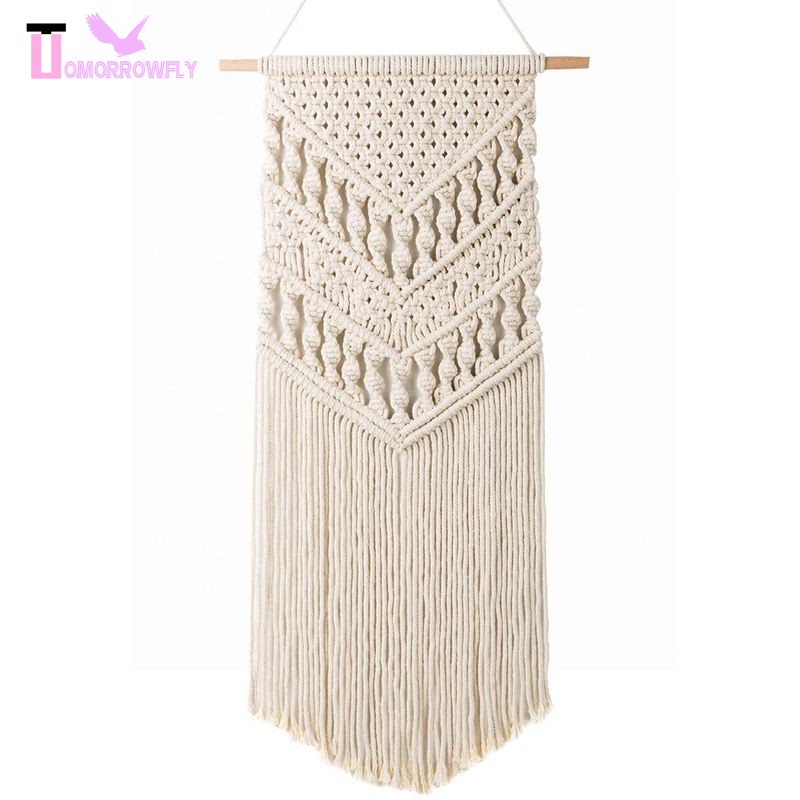 Macrame Woven Wall Hanging Boho Chic Bohemian Room Geometric Art Decor Beautiful Apartment Dorm Room Decoration 14