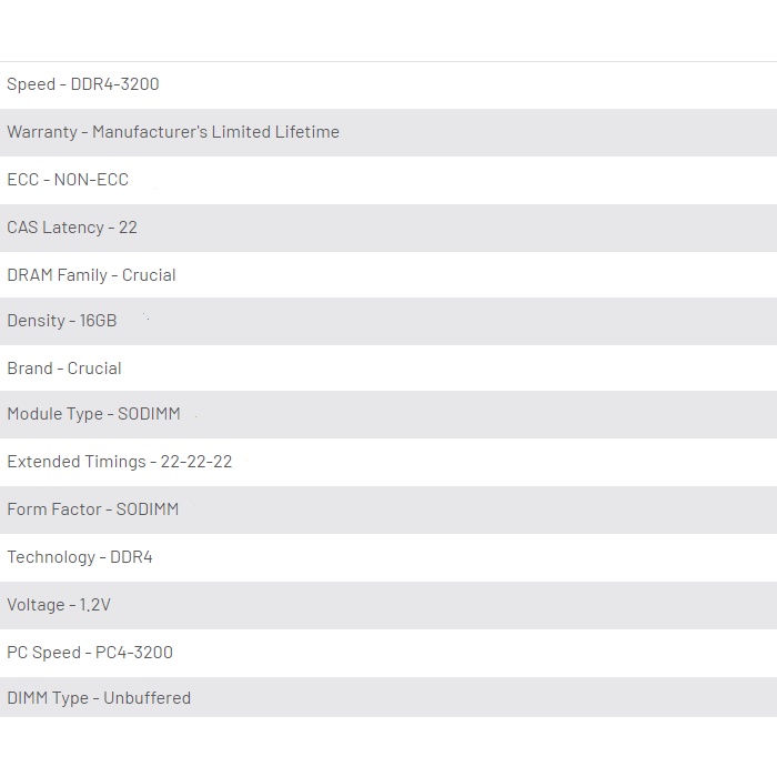 Crucial 16GB DDR4 3200MHz SODIMM
