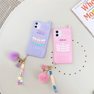 เคสโทรศัพท์มือถือนิ่ม ลาย GSM น่ารัก 3D พร้อมลูกบอลขน สําหรับ Xiaomi Redmi Note 9 Pro Note 9s Redmi Note 8 Pro Redmi 8 8A Redmi Note 7 Redmi K20 Pro K30 Mi A3 Lite Mi 8 Lite Mi A2 Mi A1 จี้สร้อยคอ รูปการ์ตูนน่ารัก