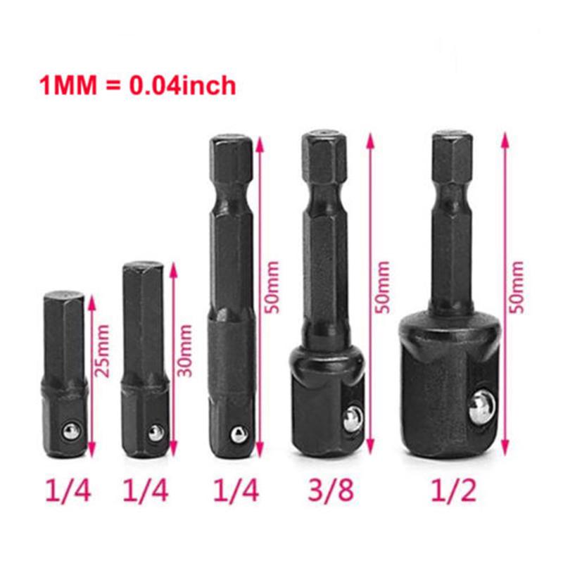 ชุดไขควงอะแดปเตอร์ hex to 1/4 3/8 1/2 นิ้ว 5 ชิ้น