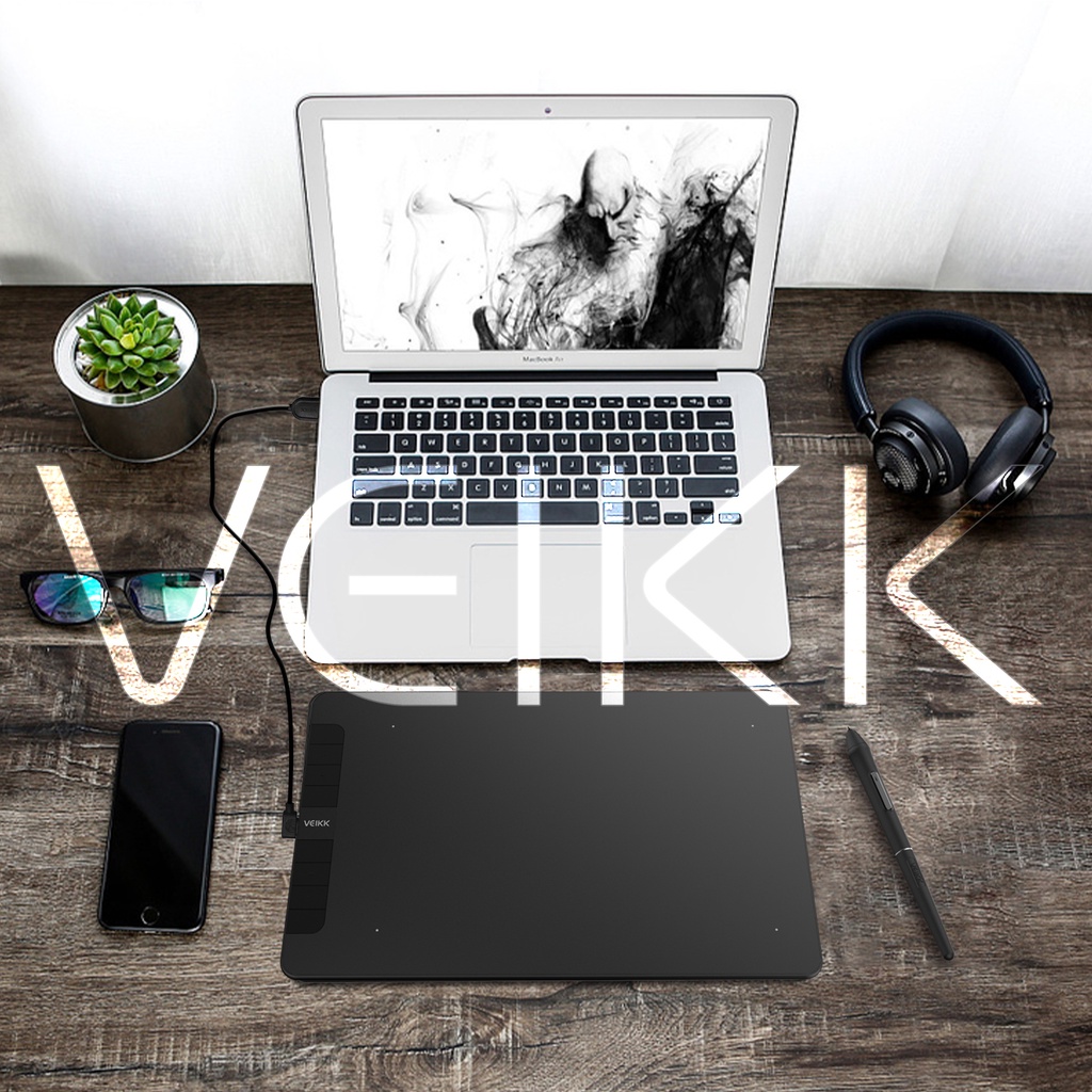 (Veikk Official Store) Veikk แท็บเล็ตวาดภาพพร้อมแบตเตอรี่ 8 สไตลัส รุ่น Vk1060 รองรับ 10X6 นิ้ว สําหรับ Android Windows Macos