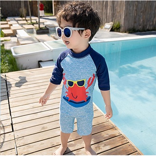 BBB Baby Boy Animal Prints One-piece Swimwear Korean Style Kids Swimsuit and Cap 2 pcs Set