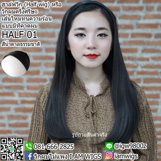 ฮาล์ฟวิกแบบมีคาดผม เส้นไหมทนความร้อน ทรงผมตรงยาว รุ่น 🌟 HALF-01 🌟