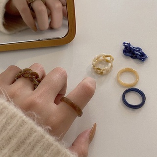 [ZOMI] 2ชิ้น/เซ็ต แหวนเรซิ่นเครื่องประดับสไตล์เกาหลีแฟชั่นชุดแหวนสำหรับผู้หญิง