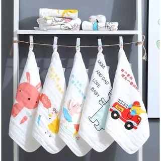 ผ้าเช็ดหน้าสาลูSet 5 ผืน ขนาด 30*30 สาลู6ชั้น ผ้าเช็ดหน้าเด็ก Cotton 100%