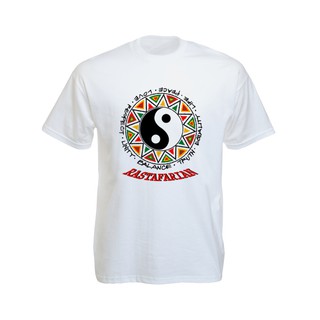 เสื้อยืดราสต้าTee-Shirt Yin &amp; Yang Rastafarian เสื้อราสต้าสีขาว/สีดำ ลายหยิน หยาง Rastafarian White/Black Tee-Shirt