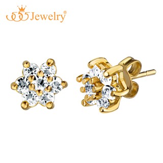 555jewelry ต่างหูสตั๊ดแฟชั่นผู้หญิง รูปดาว ตกแต่งด้วยเพชร CZ รุ่น MNC-BER597 - ต่างหูสวยๆ ต่างหูแฟชั่นสวยๆ (BER2)