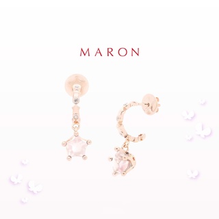 MARON - Mythical Stars Dangle Earring with Rose Quartz (7.2mm) ต่างหูพลอยดาว พลอยโรสควอตซ์ เงินแท้925