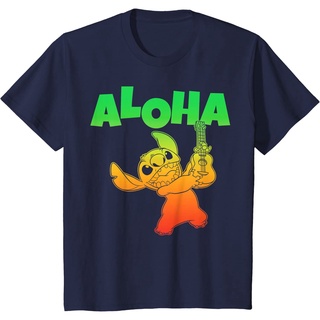 tshirtเสื้อยืดคอกลมฤดูร้อนเสื้อยืดแขนสั้นลําลอง คอกลม พิมพ์ลาย Disney Lilo &amp; Stitch Aloha ไล่โทนสี แฟชั่นสําหรับผู้ชายSt