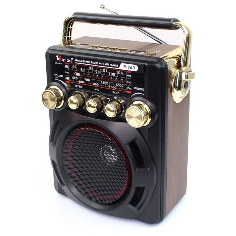 วิทยุ IP-860 ฟังได้ทั้ง Bluetooth FM/AM/เล่นUSBได้/SD/MP-3/ รุ่น Portable-karaoke-box-microphone-radio-fm-usb-01d-K3