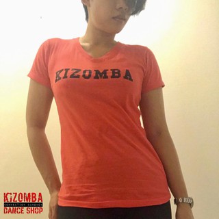 เสื้อยืดสีสดใส คอวี สกรีนตัวหนังสือ Kizomba T-Shirt, Flex Screen V-neck