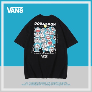 Vans Vans Doraemon เสื้อยืดลําลอง ผ้าฝ้าย แขนสั้น คอกลม พิมพ์ลาย ทรงหลวม สําหรับผู้ชาย และผู้หญิง