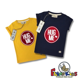 [ Flynn Kids ] เสื้อยืดเด็ก สกรีนกำมะหยี่ ลาย Hug Me 9018A