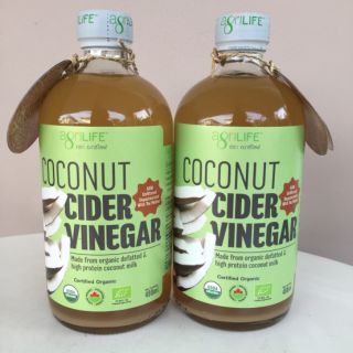 [คีโต]น้ำส้มสายชูหมักจากกะทิไขมันต่ำ 100 % coconut cider vinegar  ขนาด 480 ml