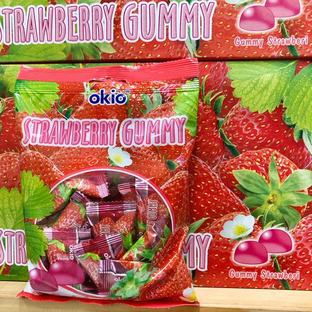 โอกิโอ Okio™️ กัมมี่ Gummy Jelly [1 กล่อง 12ซ] ถูกสุดในไทย Strawberry (วุ้นเจลาตินสำเร็จรูป สตรอเบอร์รี) ขนมทานผสมผลไม้