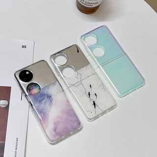 เคสโทรศัพท์ Huawei P50 Pocket New Hot Sale Marble Plating Makeup Mirror Fashion TPU Phone Case เคส HUAWEI P50 Pocket Phone Casing