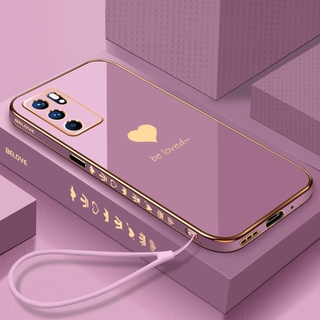 เคสซิลิโคนนิ่ม ทรงสี่เหลี่ยม ลายหัวใจ หรูหรา สําหรับ oppo reno5 5PRO RENO6 6PRO RENO6Z RENO7 RENO7 PRO