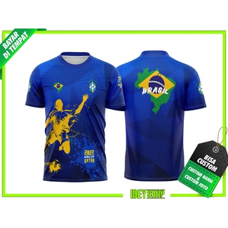 เสื้อกีฬาแขนสั้น ลายทีมชาติฟุตบอล BRAZIL World Cup 2022 Fullprint Sublime Custom 02