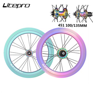 Litepro AERO S42 ชุดล้อจักรยาน อะลูมิเนียมอัลลอย 20 นิ้ว 100 135 มม. แบริ่ง 4 ชิ้น ดิสก์เบรก 451 V สีรุ้ง สําหรับจักรยาน BMX ความเร็ว 8 9 10 11