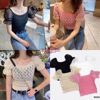 เสื้อไหมพรมคอเหลี่ยม