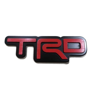 TRD Logo โลโก้อลูมิเนียมสีแดง พร้อมกาวพร้อมติดตั้ง Toyota Racing Development