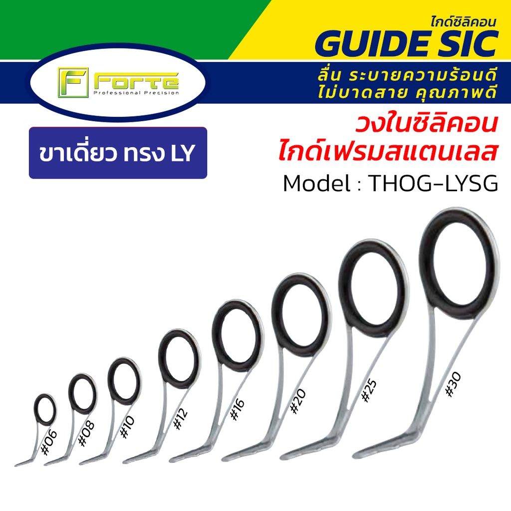 ไกด์คันเบ็ด Forte รุ่น LYSG วงในซิลิคอน(SiC) เฟรมสแตนเลส ระบายความร้อนดี ลื่น ไม่บาดสาย ส่งเหยื่อไกล