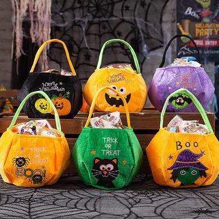 🔥พร้อมส่ง🔥 กระเป๋าฮาโลวีน ทรงฟักทอง 🎃👻🧙🏻‍♀️ ถุงใส่ขนมเด็ก ลายฮาโลวีน